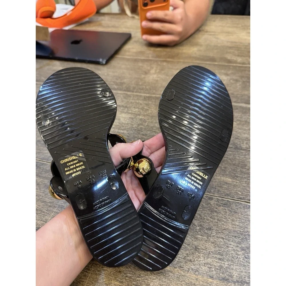 Steve Madden Black Gold Sandals - Size 9- Chrishelle